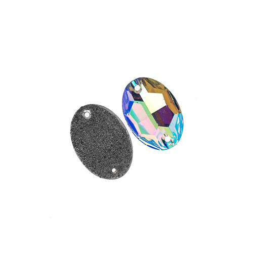 Resin Sew-On Metalico Stone Oval 17x24mm  Aurora Borealis