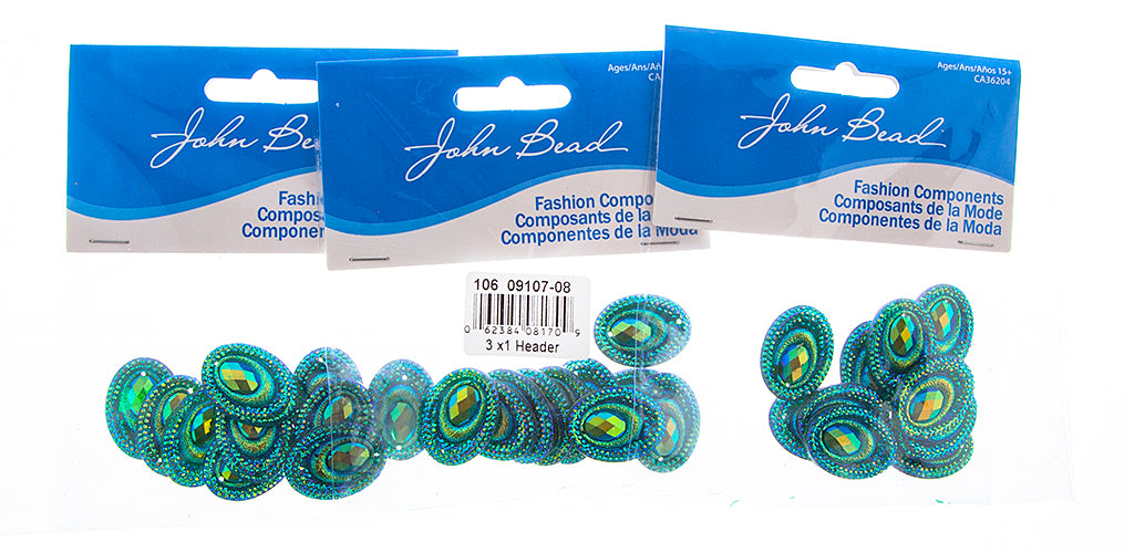 Resin Sew-On Peacock 10pcs 18x25mm Oval 