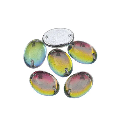 Czech Glass 2 Hole Cabochon 18x13mm Oval 6pc - Cosplay Supplies Inc