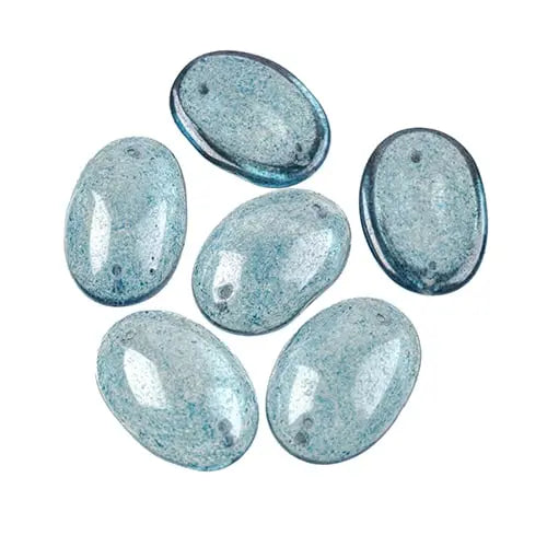 Czech Glass 2 Hole Cabochon 25x18mm Oval 6pc - Cosplay Supplies Inc