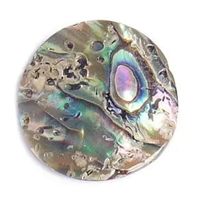 Shell Pendant With Top Hole 25mm Round Flat Abalone - Cosplay Supplies Inc