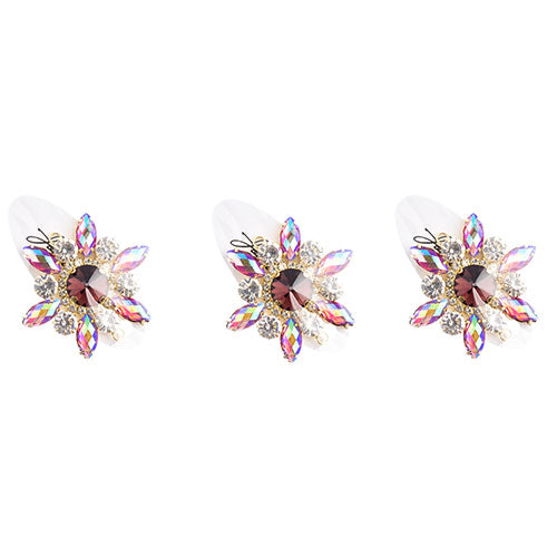 Crystal Motif Flower Connector 48mm  Aurora Borealis with Gold Casing