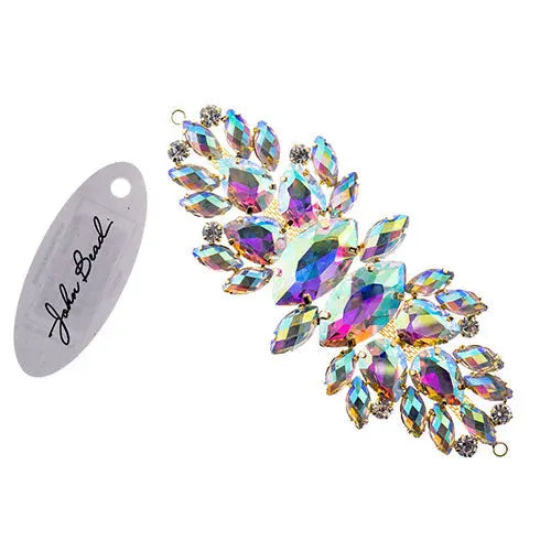 Crystal Motif Wings 135x48mm  Aurora Borealis with Gold Casing