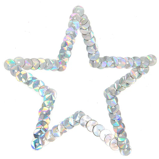 Motif Sequin Star Hologram Silver 8cm Carded - Cosplay Supplies Inc