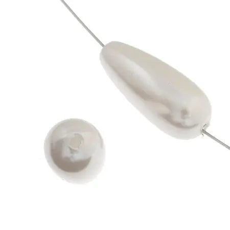 Pearl Drop 6x14mm White 30in Strung