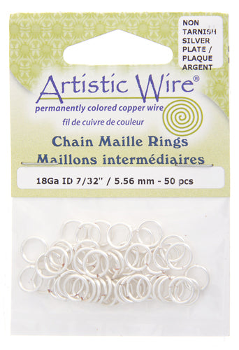 Chain Maille Jump Ring 18ga  5.5mm I.D. 50pcs Non-tarnish Silver