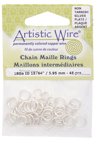 Chain Maille Jump Ring 18ga  5.9mm I.D. 45pcs Non-tarnish Silver