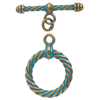 Toggle - Fancy Twisted 24x25.5mm Patina Finish - Cosplay Supplies Inc