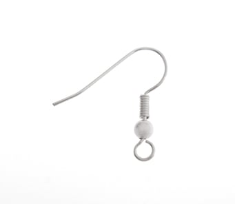 Fish Hook Earwire 18mm With Ball & Spring Lead Free / Nickel Free - Cosplay Supplies Inc