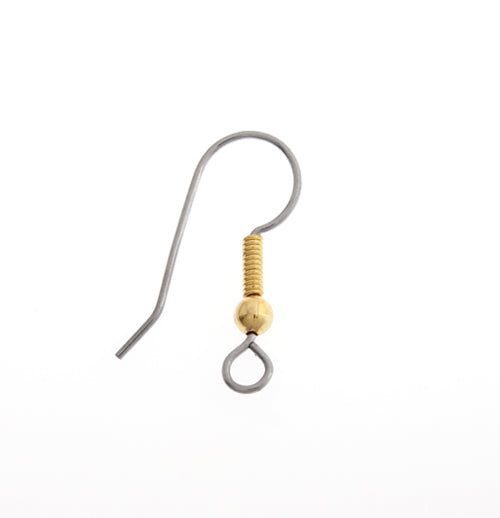 Fish Hook Earwire 2-Tone Nickel/Gold Nickel Free 21mm - Cosplay Supplies Inc