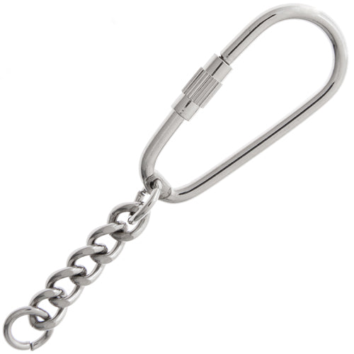 Keychain Threaded Loop 18x40mm With Chain Nickel color - Cosplay Supplies Inc