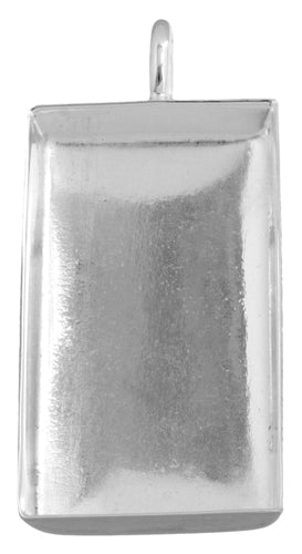 Bezel Stamped Pendant Rectangle 21x40x6mm Silver - Cosplay Supplies Inc