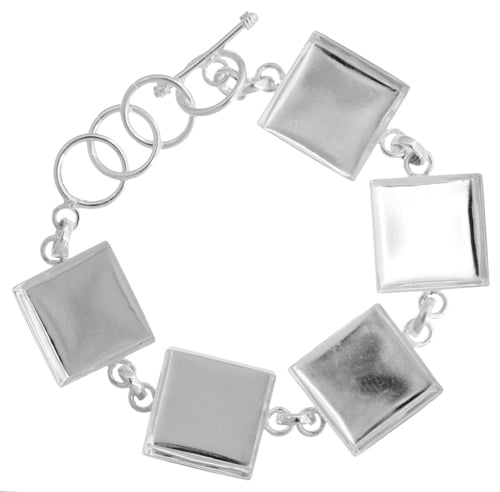 Bezel Stamped Bracelet 8.5in 19x4.25mm Silver Square - Cosplay Supplies Inc