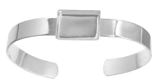 Bezel Stamped Bracelet Cuff 11x17x2.85mm Silver Rectangle - Cosplay Supplies Inc