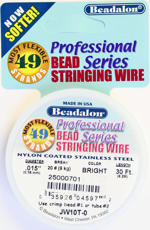 Beadalon 49-strand Stringing Wire 30ft Bright