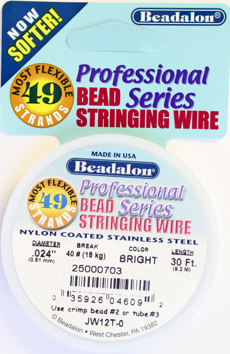 Beadalon 49-strand Stringing Wire 30ft Bright