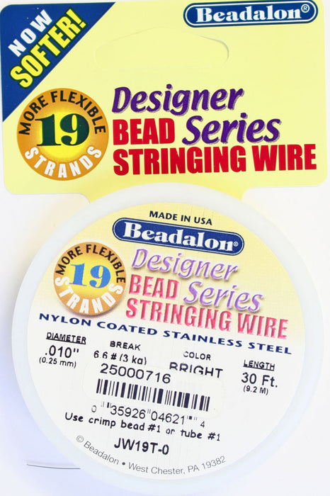 Beadalon 19-strand Stringing Wire 30ft Bright