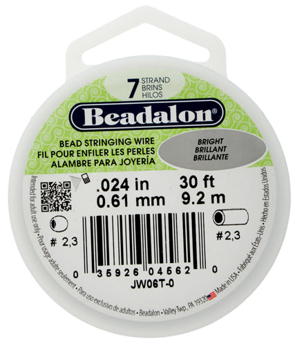 Beadalon .024/7 Stringing Wire 30ft Bright