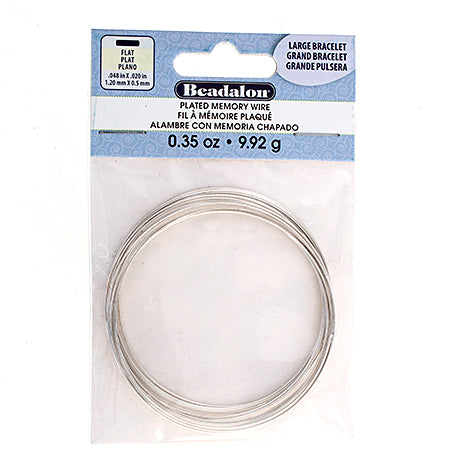 Beadalon Flat Memory Wire .35oz Large Bracelet Silver