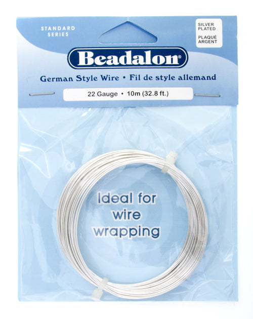 Beadalon German Style Wire 22ga Silver Round 10m (32.8ft)