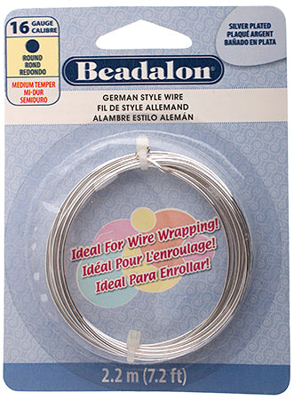 Beadalon German Style Wire 16ga Round  Plated 2.2m(7.2ft)