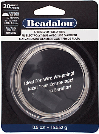 Beadalon German Style Wire Half Round 20ga Silver Filled Wire Half Hard