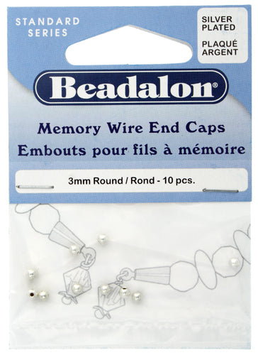 Beadalon Memory Wire Round End Caps 3mm Plated 