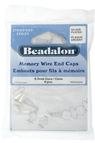 Beadalon Memory Wire Cone End Caps 6.5mm Plated Silver