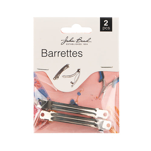 Must Have Findings - 2 3/8in Hair Barrettes Silver 2pcs x 12 Packs - Cosplay Supplies Inc