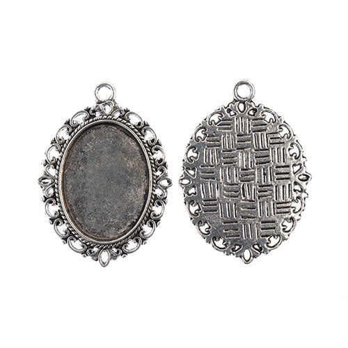 Must Have Findings - Oval Pendant Frame Antique Silver