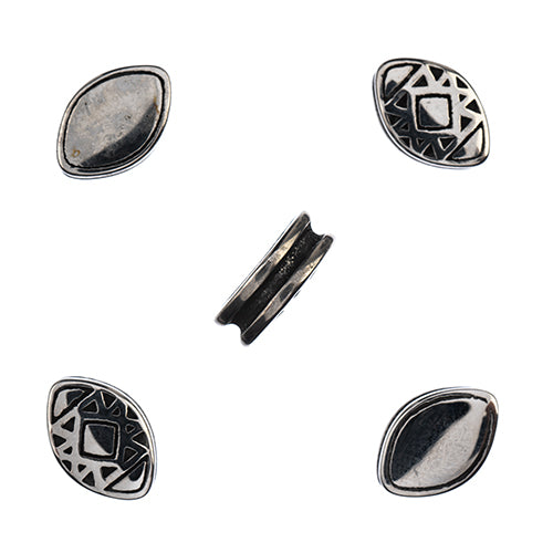 Stainless Steel Antique Silver Flat Navette Bead 13x8x5mm 5pcs - Cosplay Supplies Inc