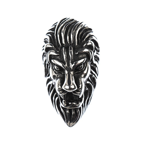 Stainless Steel Antique Silver Glue-In Magnetic Cord Clasp Lion Head 34x19mm (8mm Hole) - Cosplay Supplies Inc