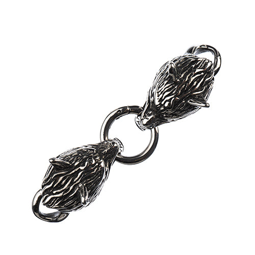 Stainless Steel Antique Silver Wolf Head Clasp 34x18mm/18mm - Cosplay Supplies Inc