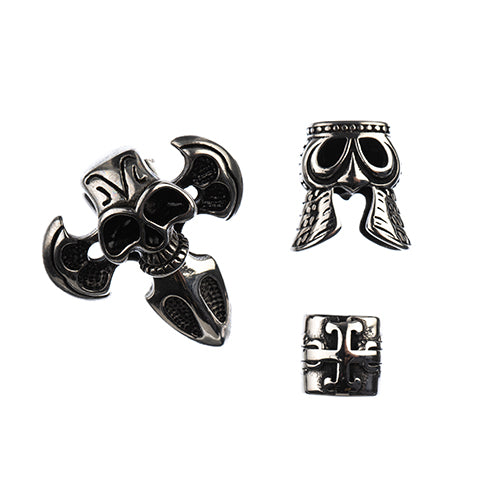 Stainless Steel Antique Silver Skull Two Hole Clasp 36x32mm/12x12mm - Cosplay Supplies Inc