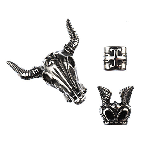 Stainless Steel Antique Silver Ox Head Two Hole Clasp 41x39mm/12x13mm - Cosplay Supplies Inc