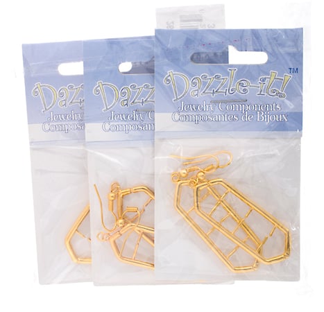 Interchangeable Earring-Rectangle (1pr) 41x15mm Gold 