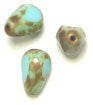 Fire-Polished 12x8mm Opaque Turquoise Marble Coated Pear Shape Bead