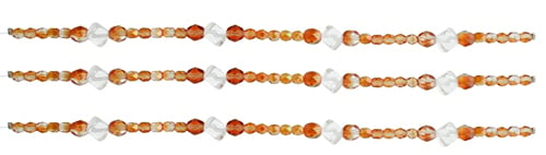 Fire-Polished Beads Mix Of 4/6mm Round Dark Apricot Full Coating & 8mm Fancy Transparent Crystal