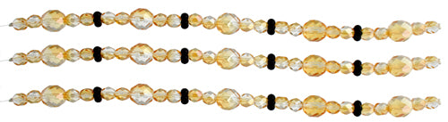 Fire-Polished Beads Mix Of 6/10mm Round Crystal/Light Apricot Half Coat & 7mm Flower Black