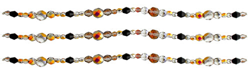 Fire-Polished Beads Mix Of 4/6/8mm Round Crystal/Santander W/ Fire-Polished 6mm Rondelle Black