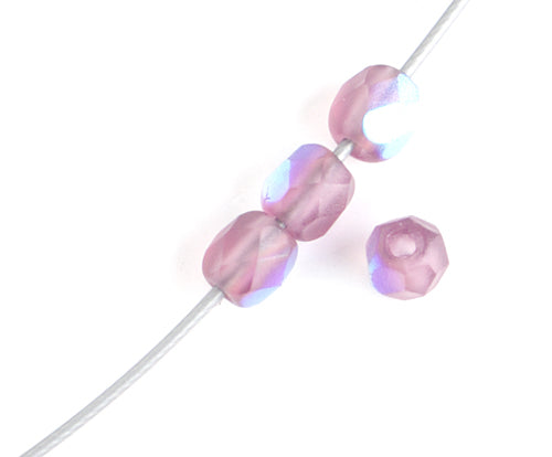Fire-Polished Round 4mm - Transparent Purple Shades Strung