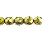 Fire-Polished 8mm Round Beads - Opaque Green Shades