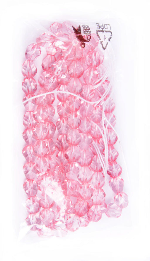 Fire-Polished 10mm Crystal/Pink Dyed Diamond Shape Strung