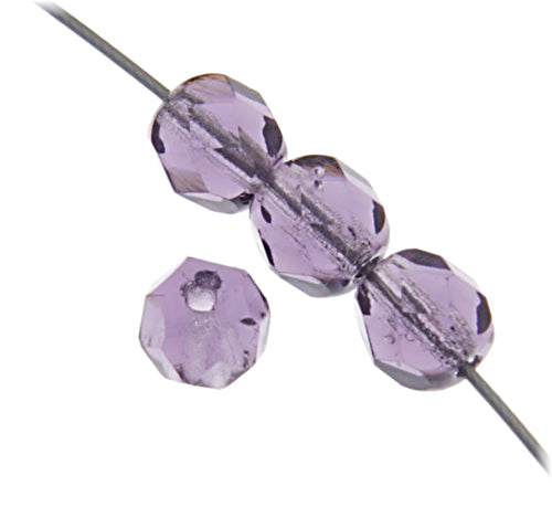 Fire-Polished Round Beads 6mm - Purple Shades