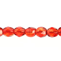 Fire-Polished Round 4mm - Transparent Red Shades Strung - Cosplay Supplies Inc