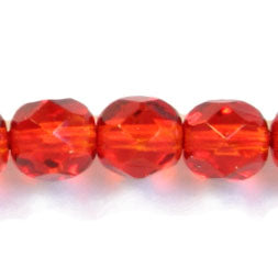 Fire-Polished Round Beads 6mm - Red/Orange Shades