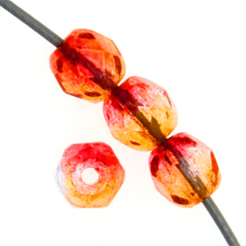 Czech Fire-Polished Round 4mm - Transparent Two Tone Strands