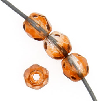 Czech Fire-Polished Round 4mm - Transparent Two Tone Strands