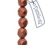 Czech Fire-Polished Round Bead 8mm Strands - Brown Shades