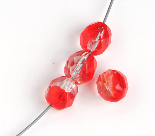 Fire-Polished 8mm Round Beads - Red Shades